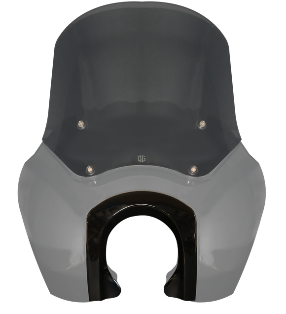 Smoked motorcycle windshield with gray front fairing