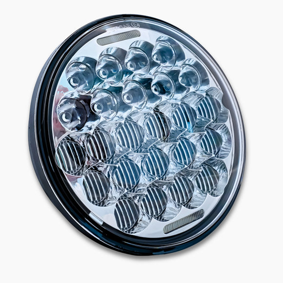 Boogie Co BMF Chrome Headlight 5.75" for Harley Dyna, FXR, & Sportster - Side view