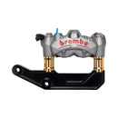 Titanium Gray Brembo 108mm GP4-RS Monobloc Caliper with Gold Plating 29mm Spacers and Black Radial Bracket