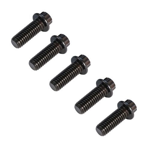 Black oxide chrome-moly 3/8-16 flanged bolts, set of 5