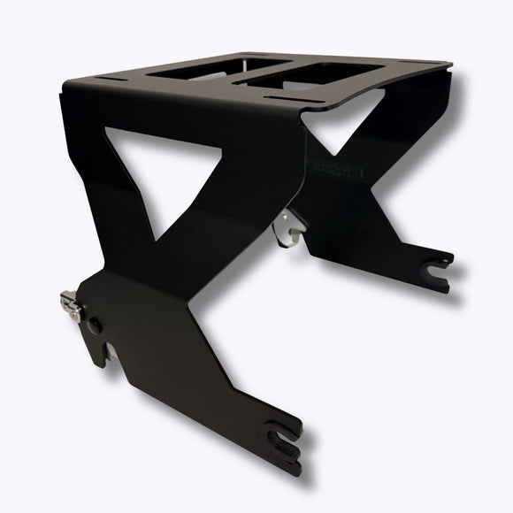 Solo Tour Pack Mount for Lowrider S and ST by Boogie Co in Black with Chrome Hardware