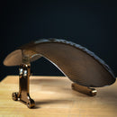 Shorty touring carbon fiber motorcycle fender with bronze mounting brackets