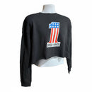 Women's Black Crop top with Speed-Kings Number 1 Red White and Blue Logo