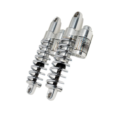 RWD RS-2 rear shocks for Harley FXR with polished body and chrome springs