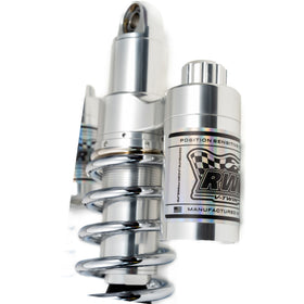 RWD RS-2 Rear Shock Absorber for 1991 - 2017 Dyna - Polished Body / Chrome Springs - close-up detail