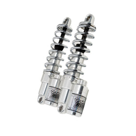 RWD RS-2 rear shocks for Harley Touring with polished body and chrome springs