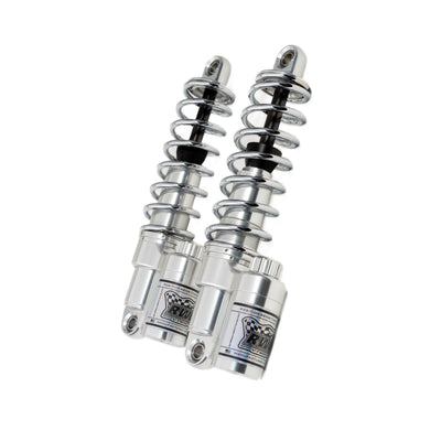 RWD RS-2 rear shocks for Harley Touring with polished body and chrome springs