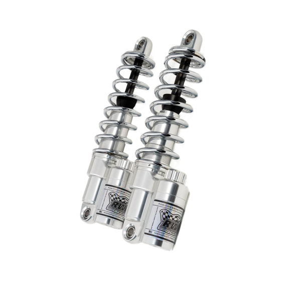 RWD RS-2 rear shocks for Harley Touring with polished body and chrome springs