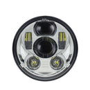 7-inch round chrome LED motorcycle headlight with projector lens