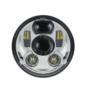 7-inch round chrome LED motorcycle headlight with projector lens