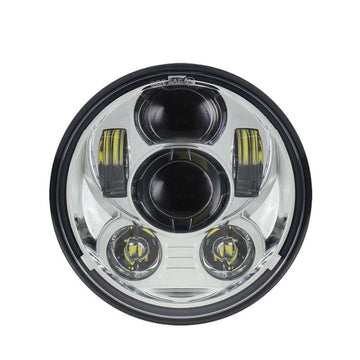 7-inch round chrome LED motorcycle headlight with projector lens