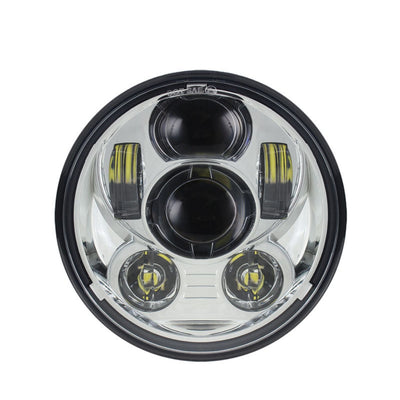 7-inch round chrome LED motorcycle headlight with projector lens