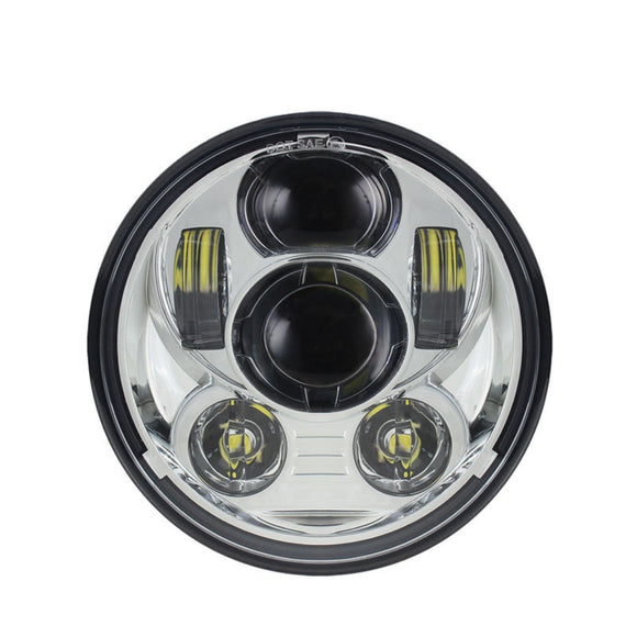 7-inch round chrome LED motorcycle headlight with projector lens
