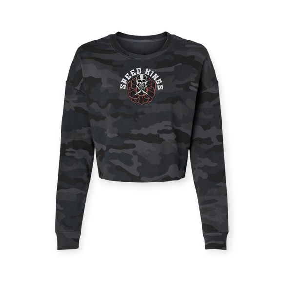 Black camouflage sweatshirt with 'Speed Kings' logo on a white background