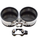 Aluminum dual motorcycle gauge pod with carbon-fiber inserts and handlebar mounting clamp