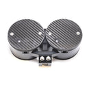 Black motorcycle dual gauge pod with carbon-fiber faceplates
