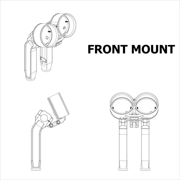 Front-mount dual gauge pod for motorcycle