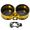 Gold motorcycle dual gauge pod with carbon fiber inserts