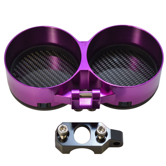Purple anodized dual gauge pods with carbon fiber backing