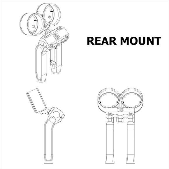 Rear-mount dual gauge pods motorcycle gauge bracket