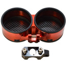 Red anodized dual gauge pod motorcycle mount with carbon-fiber backing