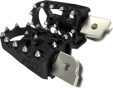 Black Flo Motorsports MX style motorcycle foot pegs with replaceable cleats