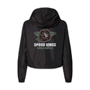 Black jacket with 'Speed Kings Cycle Supply' logo on the back against a white background