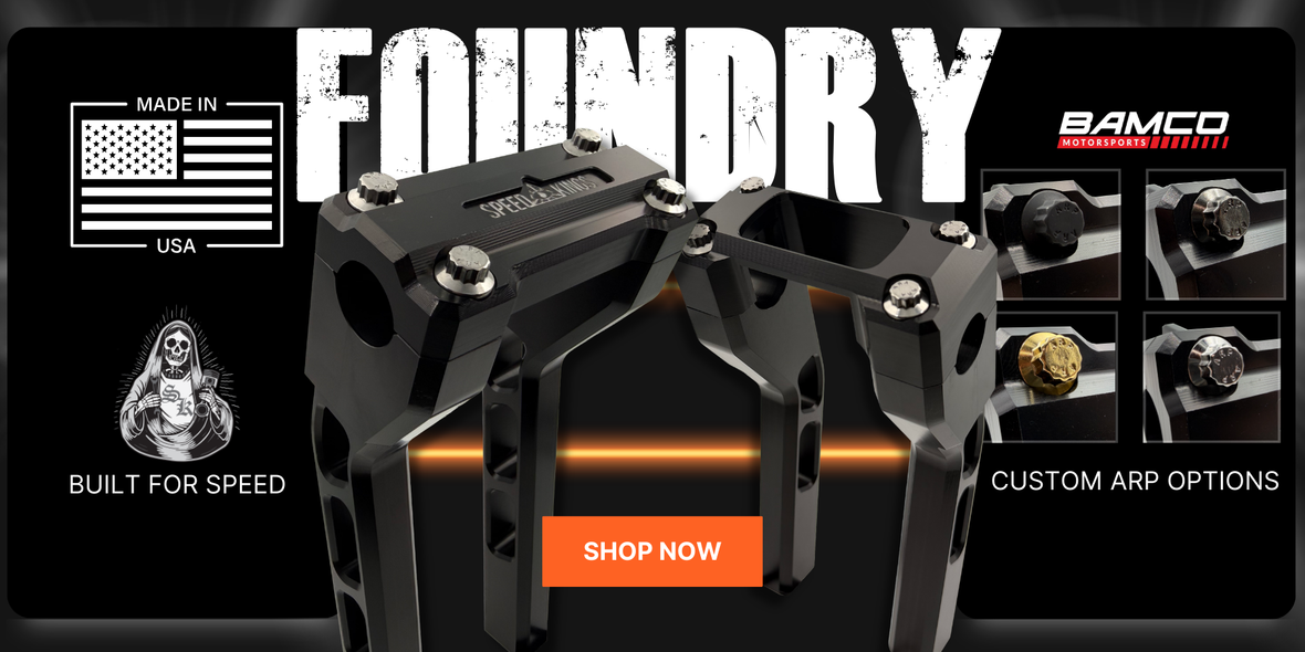 Foundry Risers and 'BAMCO' logo on a black background.