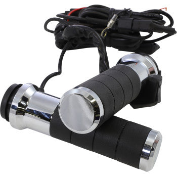 KOSO - TITAN-X HEATER GRIPS - CHROME - '08-21 TOURING & SOFTAIL