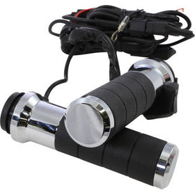 KOSO - TITAN-X HEATER GRIPS - CHROME - '08-21 TOURING & SOFTAIL