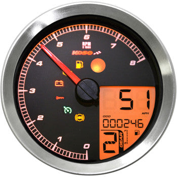 KOSO - HD-04 SPEEDOMETER/ TACHOMETER - SILVER BEZEL - 0
