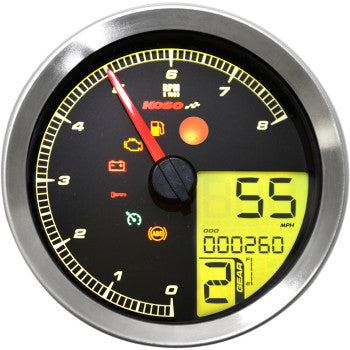 KOSO - HD-04 SPEEDOMETER/ TACHOMETER - SILVER BEZEL