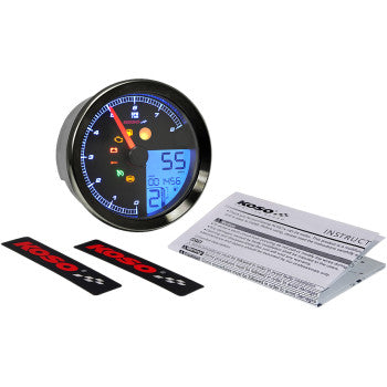 KOSO - HD-04 SPEEDOMETER/ TACHOMETER - BLACK BEZEL