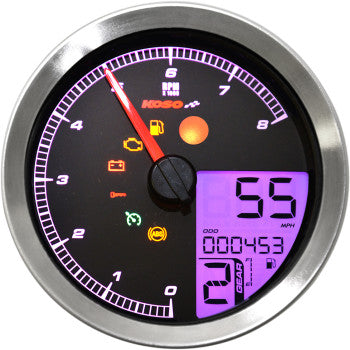 KOSO - HD-04 SPEEDOMETER/ TACHOMETER - SILVER BEZEL