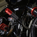 Harley-Davidson bagger crash bar with red anodized footpeg