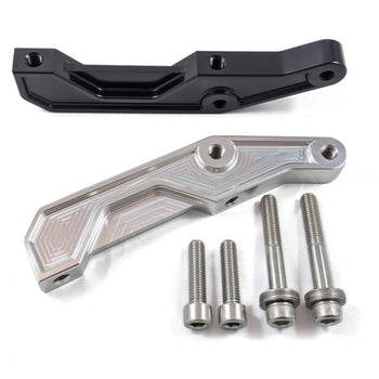 OG Moto front radial mount brake caliper bracket for Harley-Davidson — CNC 6061‑T6 billet aluminum, hard‑anodized, 108mm radial caliper adapter