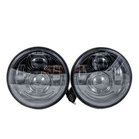 Harley‑Davidson Fat Bob (FXDF) OG LED headlight pair, black diecast housing