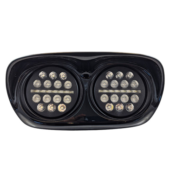 OG Moto X-Series LED Headlight - black dual-LED for Harley-Davidson Road Glide FLTR (2002–2013)