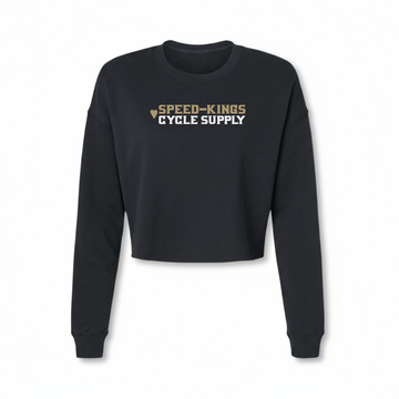 Speed-Kings Cycle Supply Women's Moto Crop Top in Black with Heart Logo