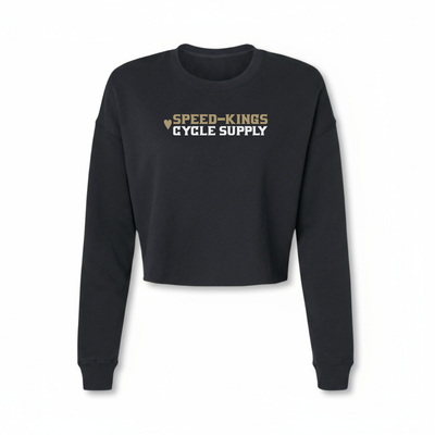 Speed-Kings Cycle Supply Women's Moto Crop Top in Black with Heart Logo