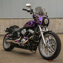 M8 Softail Low Rider S black crash bar with purple highway pegs