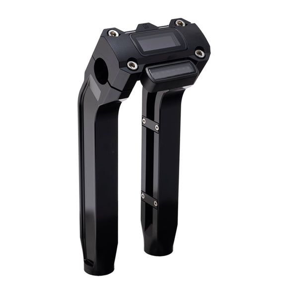 OG Black 10.5 inch Pull Back Risers with Black Digital Gauge Cut Out Top Clamp