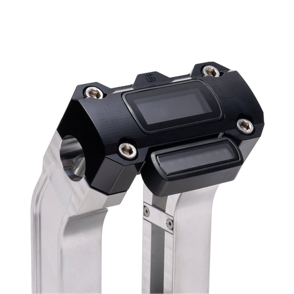 OG Aluminum 10.5 inch Straight Risers with Black Digital Gauge Cut Out Top Clamp