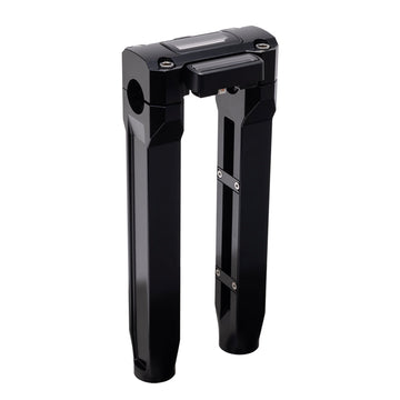 OG Black 10.5 inch Straight Risers with Black Digital Gauge Cut Out Top Clamp