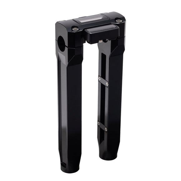 OG Black 10.5 inch Straight Risers with Black Digital Gauge Cut Out Top Clamp