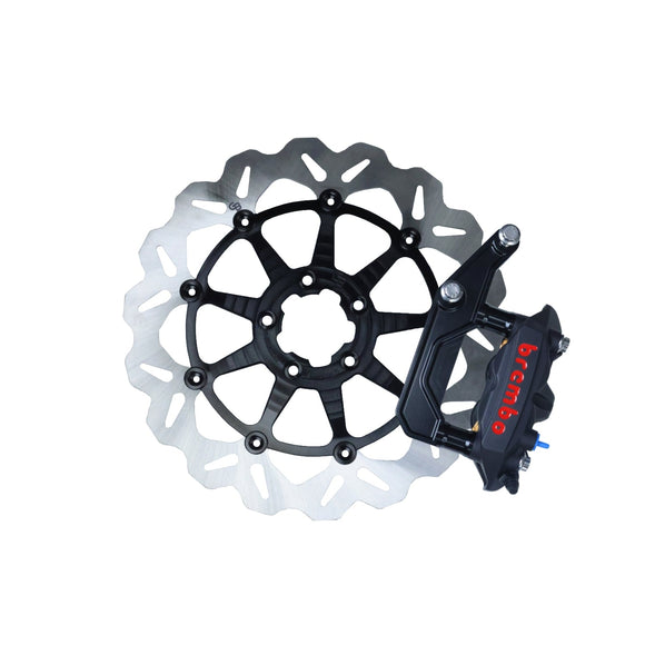 OG 13-inch radial big brake kit for Harley Dyna - Brembo M4 caliper with 13-inch Galfer floating wave rotor (single disc)