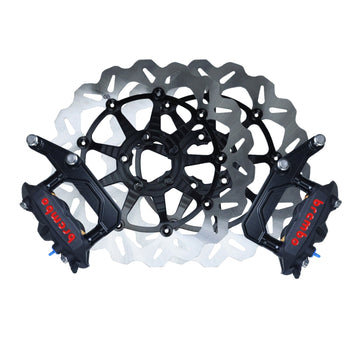 OG 13-inch radial big brake kit for Touring hub-mount with Brembo M4 monobloc calipers and Galfer floating rotors