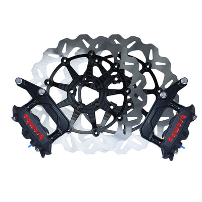 OG 13-inch radial big brake kit for Touring hub-mount with Brembo M4 monobloc calipers and Galfer floating rotors