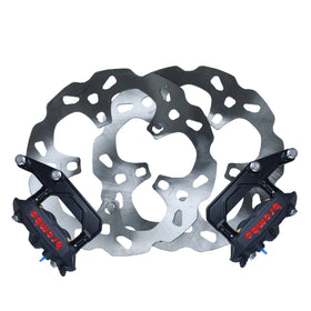 OG 13-inch Complete Radial Big Brake Kit — Touring spoke mount with Brembo M4 calipers and Galfer 13-inch floating rotors