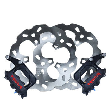 OG 13-inch Complete Radial Big Brake Kit — Touring spoke mount with Brembo M4 calipers and Galfer 13-inch floating rotors